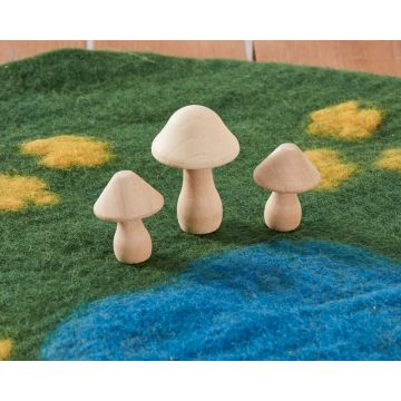 Wooden Toadstools 3Pk