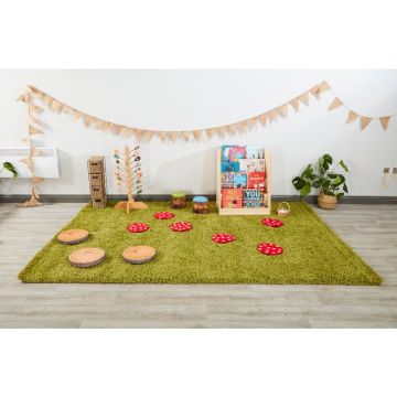 Green Plain Shaggy Rug