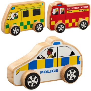Wooden Emergency Vehicles Set 3Pk