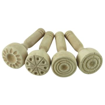 Wooden Dough Stampers 4Pk NEW 2024