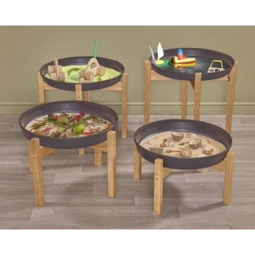 Deep Spot Wooden Stand and Tray H66cm