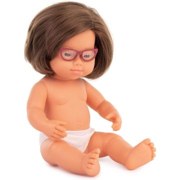 Baby Doll Caucasian Girl with Down Syndrome and Glasses