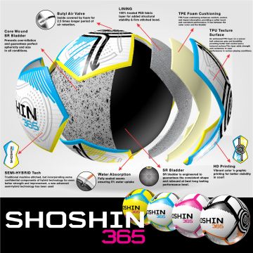 SHOSHIN 365 Training Football-White/Blue/Yellow-Size 2