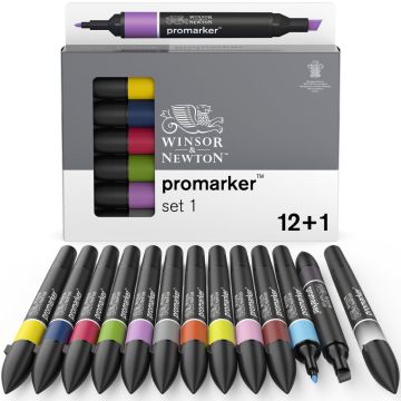 Winsor & Newton Promarker - Set 1 - Pack of 12 (+1 FREE)