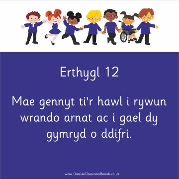 Children's Rights - Article 12 Indoor and Outdoor Sign - Royal Blue - Welsh