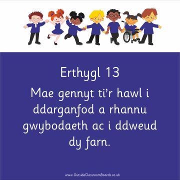 Children's Rights - Article 13 Indoor and Outdoor Sign - Royal Blue - Welsh