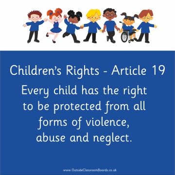 Children's Rights - Article 19 - Indoor and Outdoor Sign - Royal Blue - English