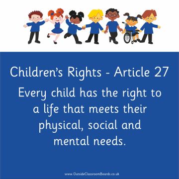 Children's Rights - Article 27 - Indoor and Outdoor Sign - Royal Blue - English