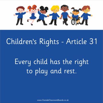 Children's Rights - Article 31 - Indoor and Outdoor Sign - Royal Blue - English