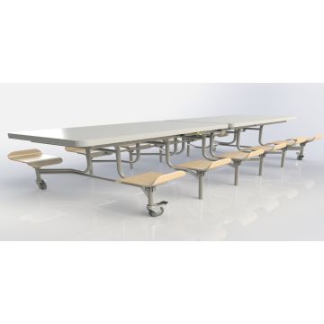 12 Seat Primo Mobile Folding Table with Seats - White