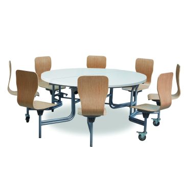 8 Seat Primo Round Mobile Folding Table- Full Back- White