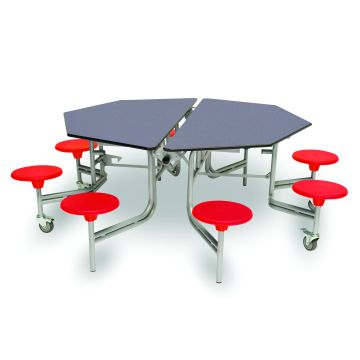 Mobile Folding Table 8 Seat Height 685mm Blue Grey/Red Seat