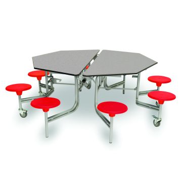 Mobile Folding Table 8 Seat Height 685mm Grey Fleck/Red Seat