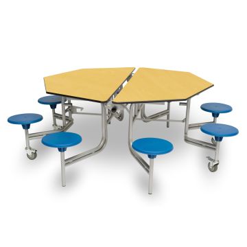 Mobile Folding Table 8 Seat H735mm Maple/Blue Seat