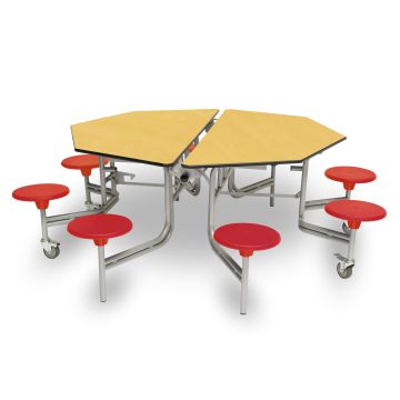 Mobile Folding Table 8 Seat Height 685mm  - Maple - Red Seat