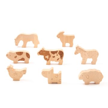 Wooden Farm Animals - Pack of 8