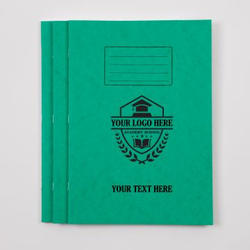 Personalised A4+ 80 page- 10mm Ruled With Margin- Green Pk50