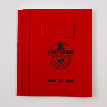 Personalised A4+ 80 page-  10mm Ruled With Margin- Red Pk50