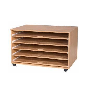 Mobile Paper Storage Unit with Sliding Shelves
