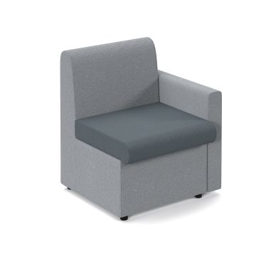 Alto Modular Reception Seating with Left Hand Arm - Grey/Charcoal