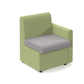 Alto Modular Reception Seating with Left Hand Arm - Green/Grey