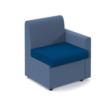 Alto Modular Reception Seating with Left Hand Arm - Blue/Dark Blue