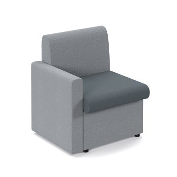 Alto Modular Reception Seating with Right Hand Arm - Grey/Charcoal