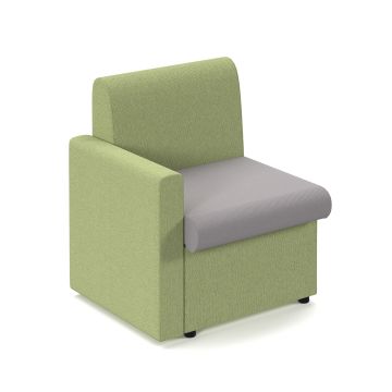 Alto Modular Reception Seating with Right Hand Arm - Green/Grey