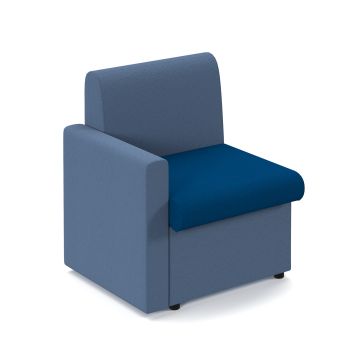 Alto Modular Reception Seating with Right Hand Arm - Blue/Dark Blue