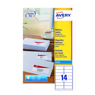 Avery Inkjet Labels - 14 Per Sheet J8163 - Pack of 25
