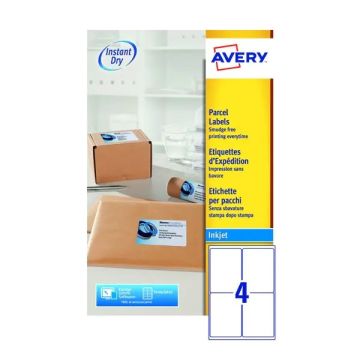 Avery Inkjet Labels - 4 Per Sheet J8169 - Pack of 25