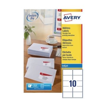 Avery Inkjet Labels - 10 Per Sheet J8173 - Pack of 100