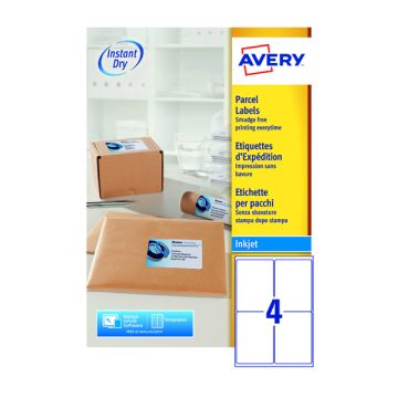 Avery Inkjet Labels - 4 Per Sheet J8169 - Pack of 100