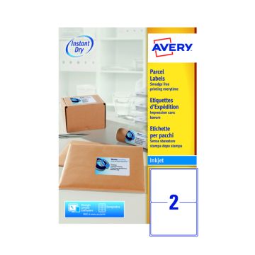 Avery Inkjet Labels - 2 Per Sheet J8168 - Pack of 100