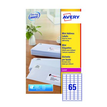Avery Mini Laser Labels - 65 Per Sheet L7651 - Pack of 25