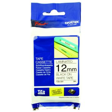Brother TZ Label Tape 12mm - Black On White