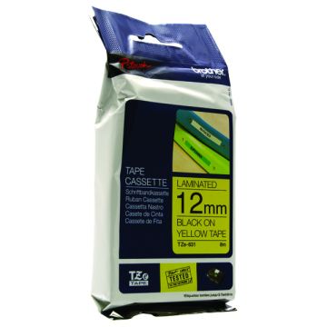 Brother TZ Label Tape 12mm - Black On Yellow