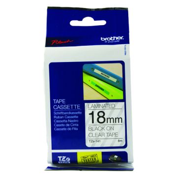 Brother TZ Label Tape 18mm - Black On Clear