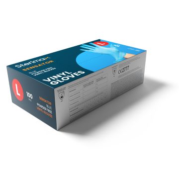 Sensator Blue Powder-Free Vinyl Gloves Box 100-Large
