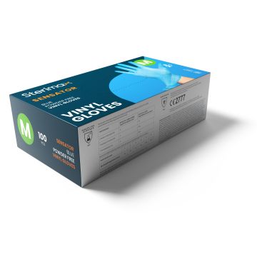 Sensator Blue Powder-Free Vinyl Gloves Box 100-Medium