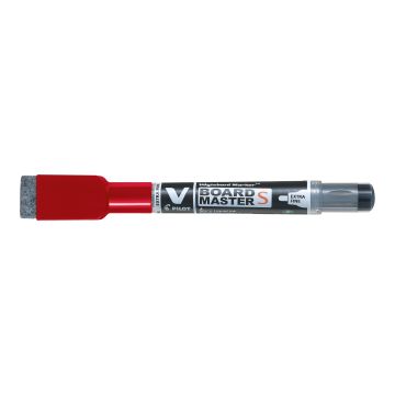 PILOT V-Board Marker with Eraser-Extra Fine Tip-Pk 10-Red