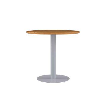 Contract Table Mid 600mm - Oak - Silver Frame