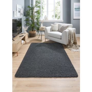 Plain Stain Resistant Washable Rug - 140 x 200cm  - Charcoal
