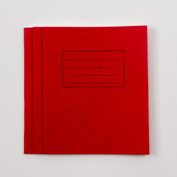 8" x 6.5" Exercise Book 48P - 12mm Ruled, Red - Pk 100