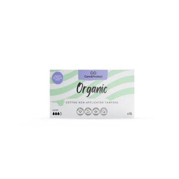 Care and Protect Organic Super Non Applicator Tampons Pk 16