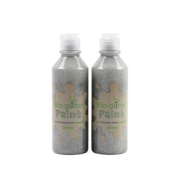 Bio Glitter Paint 300ml - Silver - Pack of 2