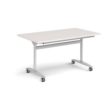 Rectangular Flip Top Table 1400x800 Silver Frame Light Grey