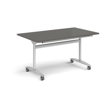 Rectangular Flip Top Table 1400 x 800 Silver Frame Charcoal