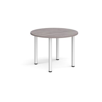Radial Leg Table dia. 1000mm - Grey Oak - Silver Frame