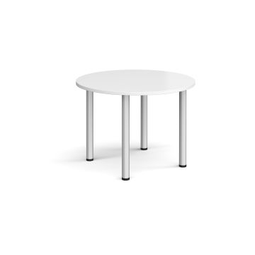 Radial Leg Table dia. 1000mm - White - Silver Frame